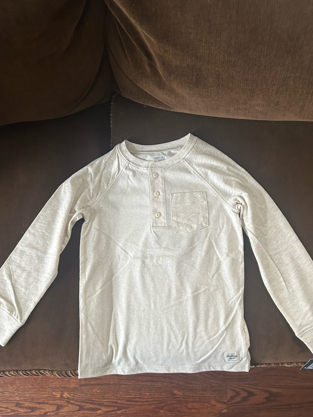 OshKosh B'gosh Cream Long-Sleeve Henley with Chest Pocket
